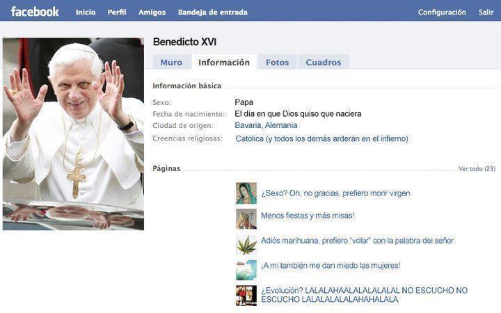 El facebook de Benedicto XVI