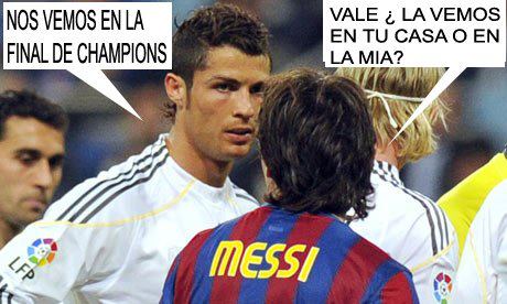 Cristiano Ronaldo y Messi en la final de la Champion League 2012